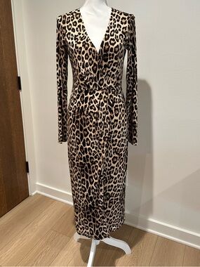 Good American Faux Wrap leopard Midi Dress - size 3/Large